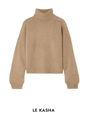 Le Kasha Camel Turtleneck Organic Cashmere Sweater — Cozy Ribbed Knit